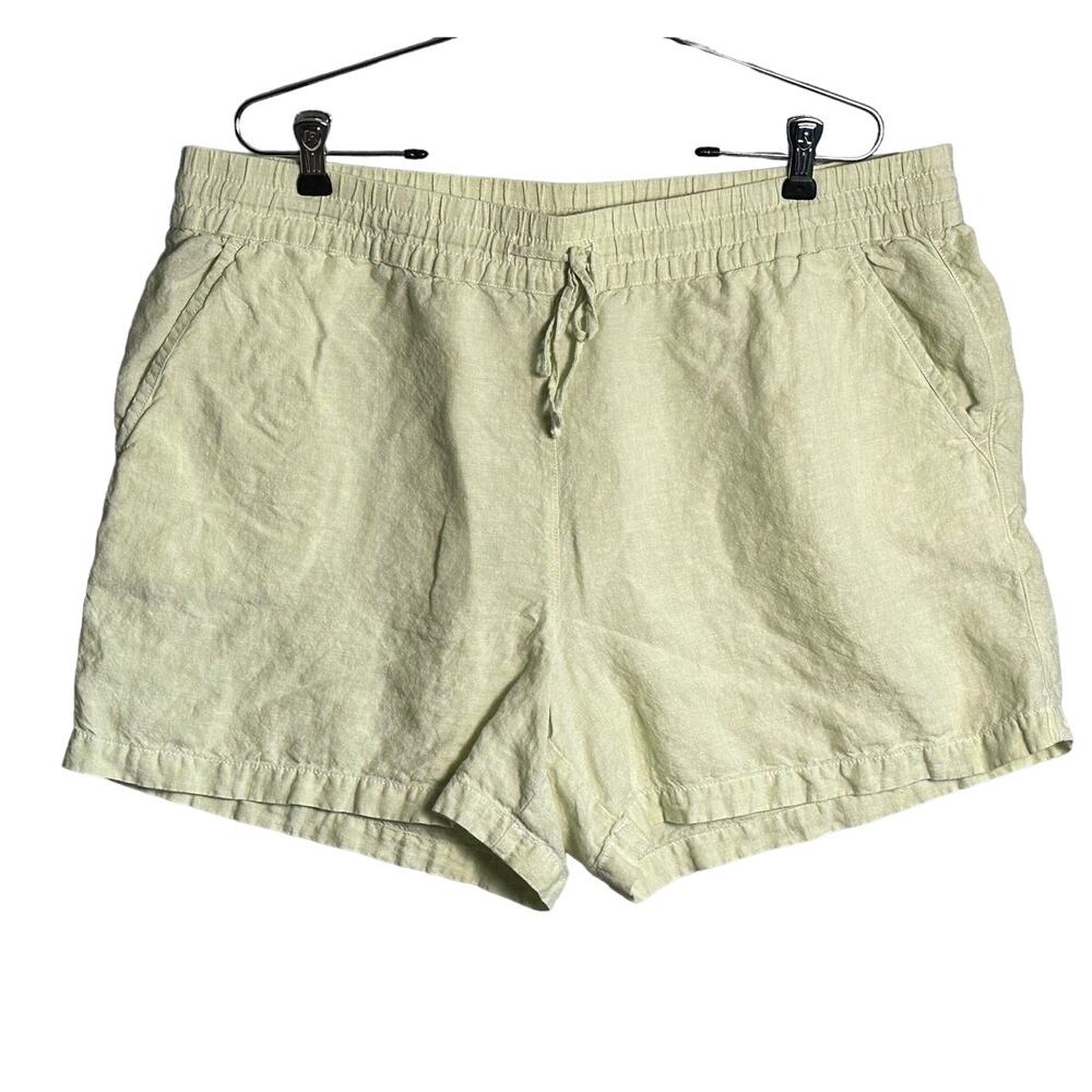 Tommy Bahama XL 100% Linen Easy Shorts 5" Lime Beachy Coastal Elastic Drawstring